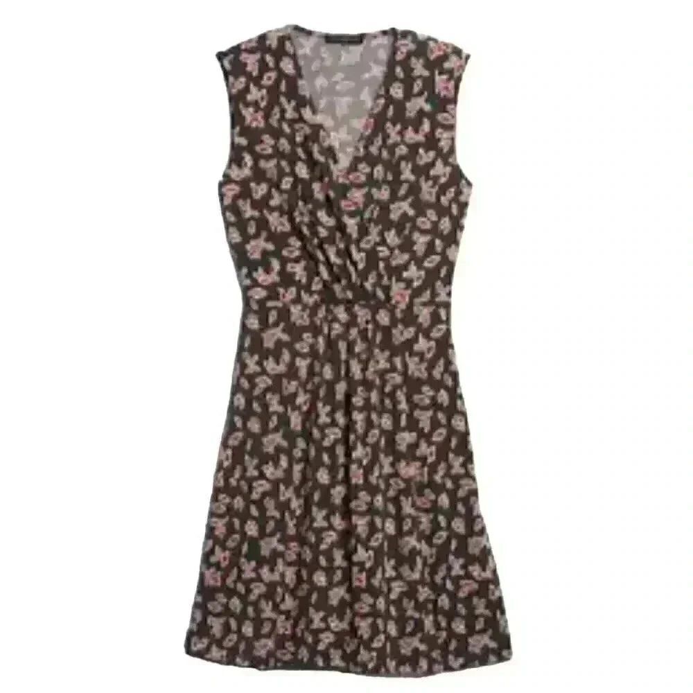 Banana Republic Women's Charcoal Gray/Yellow/Red Floral Poly/Spandex Knit Faux W